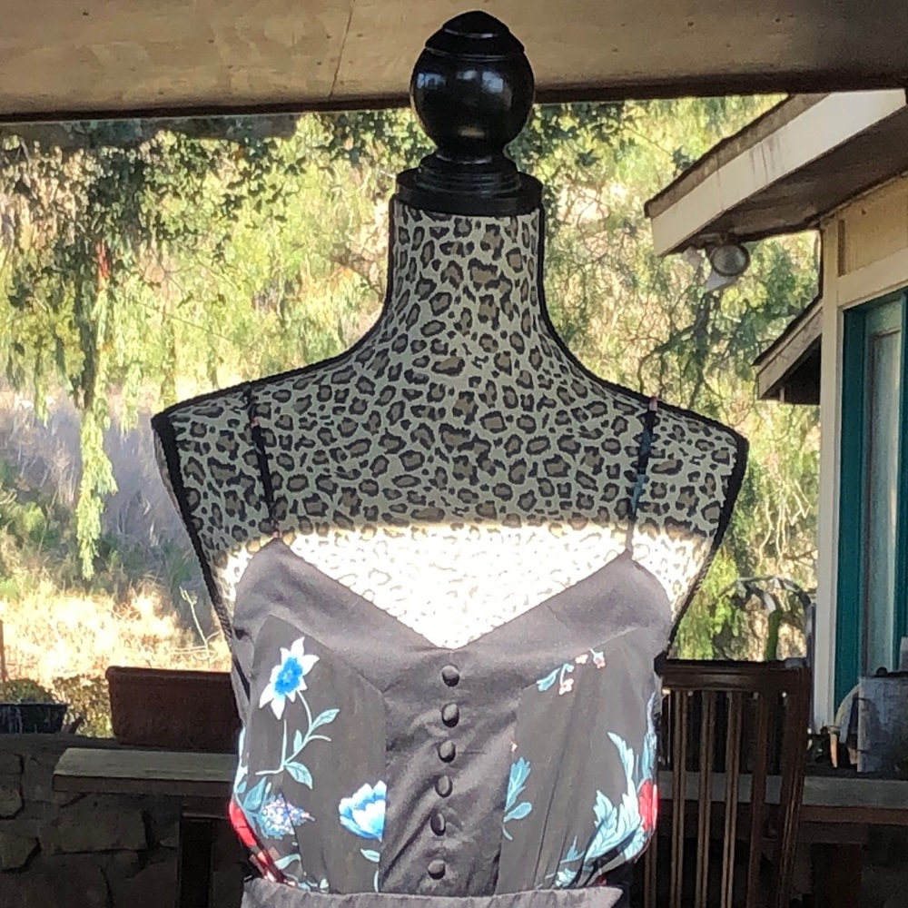 Black sheer floral print dress